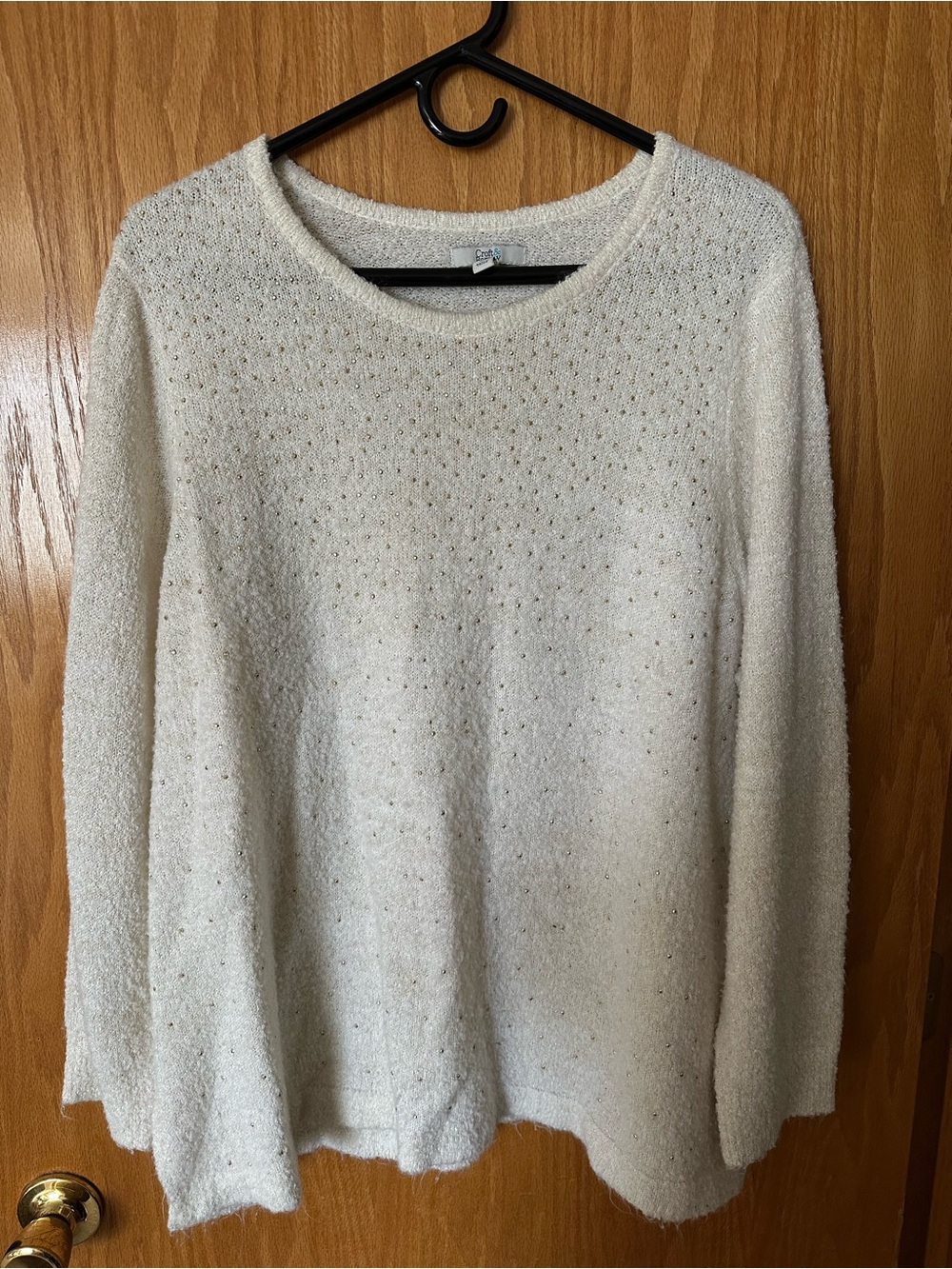 croft & barrow Cream Scoop Neck Eyelet Sweater